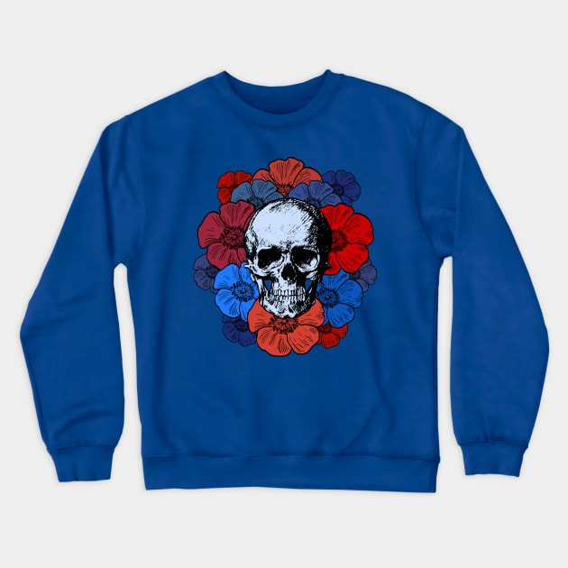 Skull and Flowers Crewneck Sweatshirt by LefTEE Designs